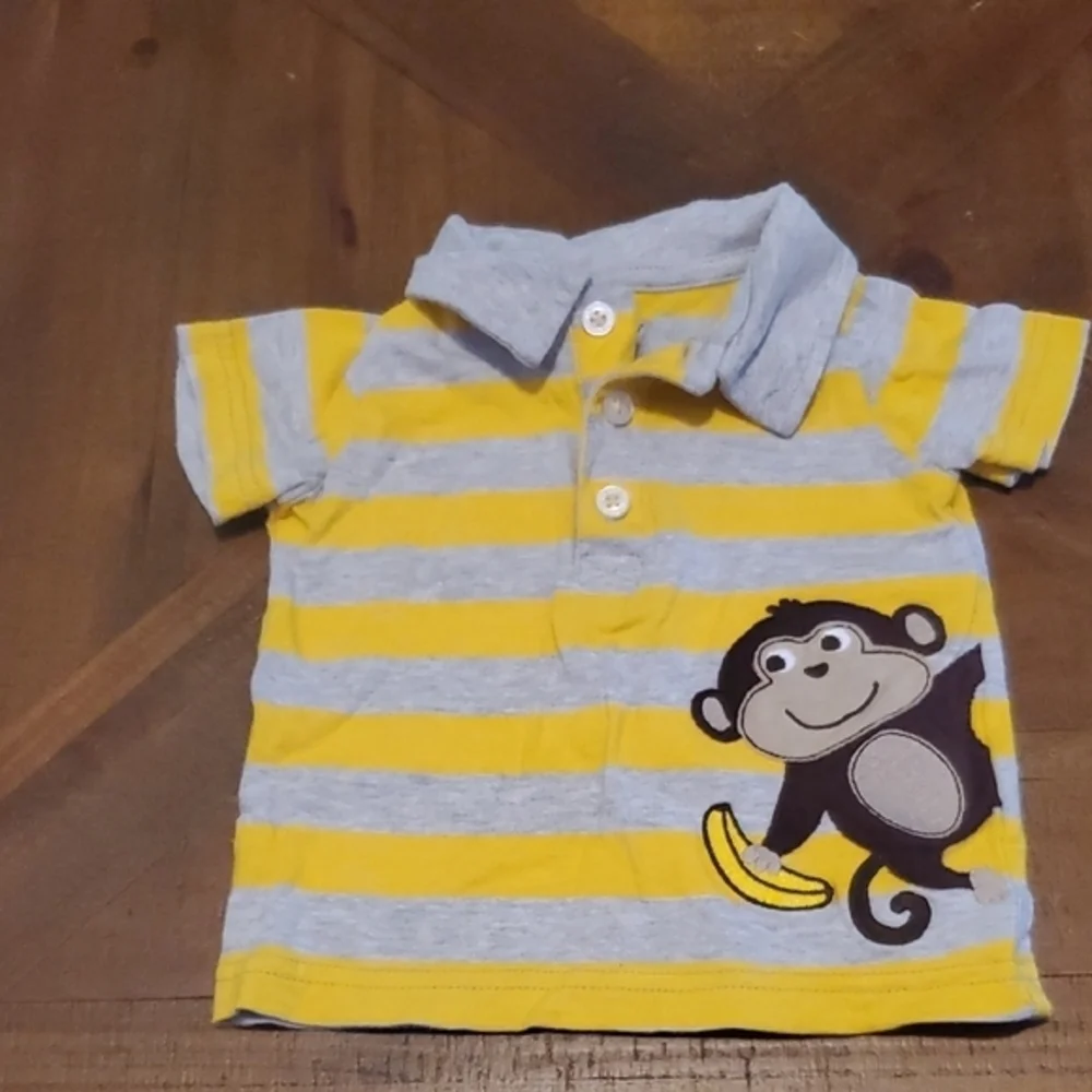 🐻   Carter's Yellow and Gray Polo with Monkey Design